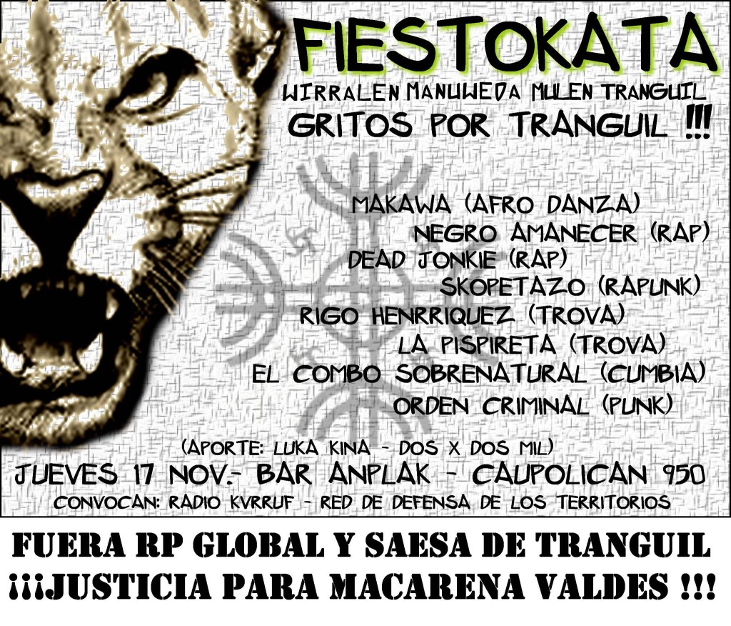 Hoy en Temuco: Invitación a Fiestokata solidaria: «Wirralen Manuweda Mülen Tranguil»