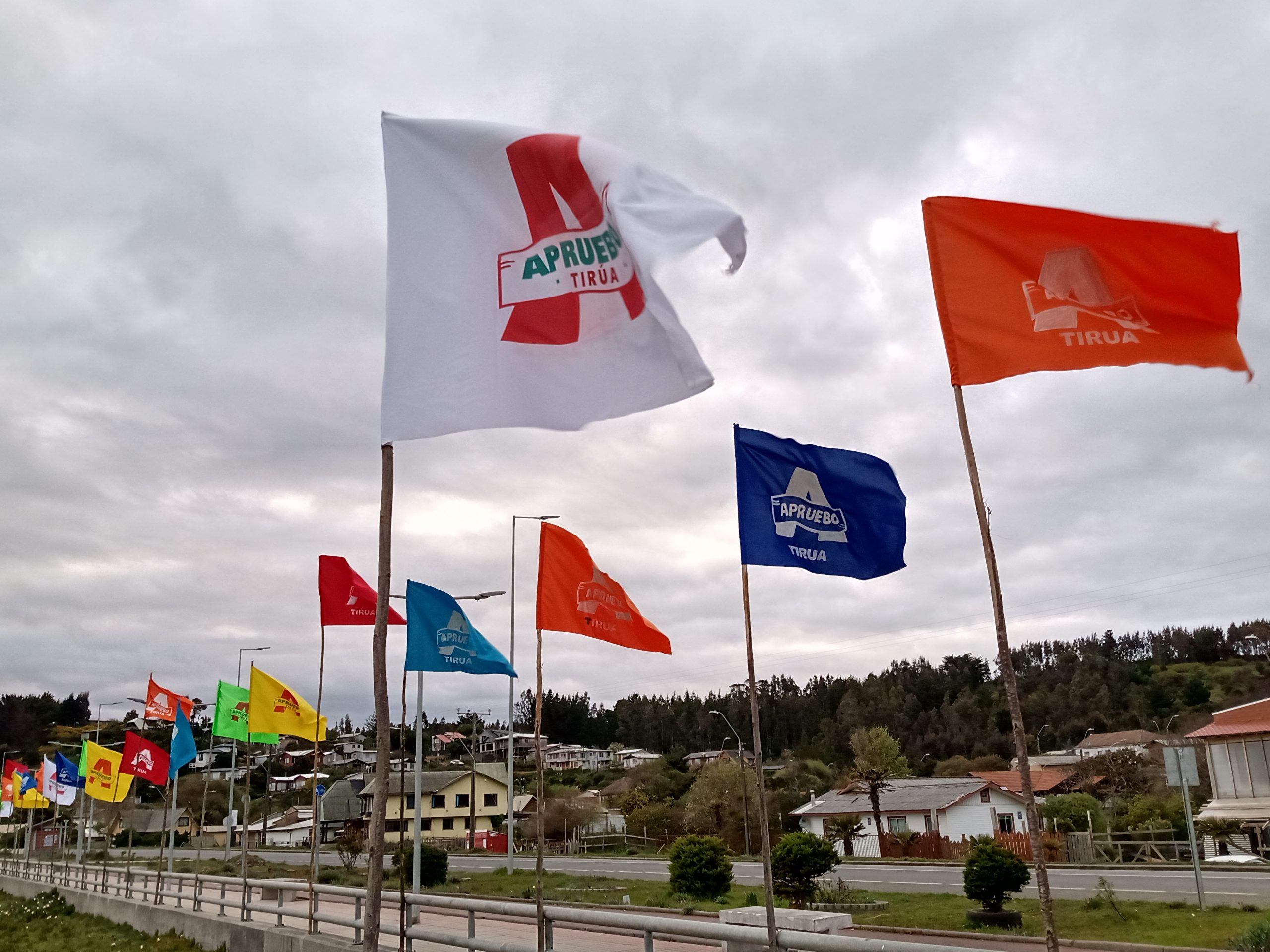 Tirúa: Instalan banderas multicolores para derogar constitución de la dictadura