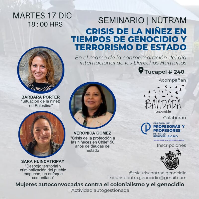 En Concepción invitan a Seminario «Crisis de la niñez en tiempos de genocidio y terrorismo de Estado»