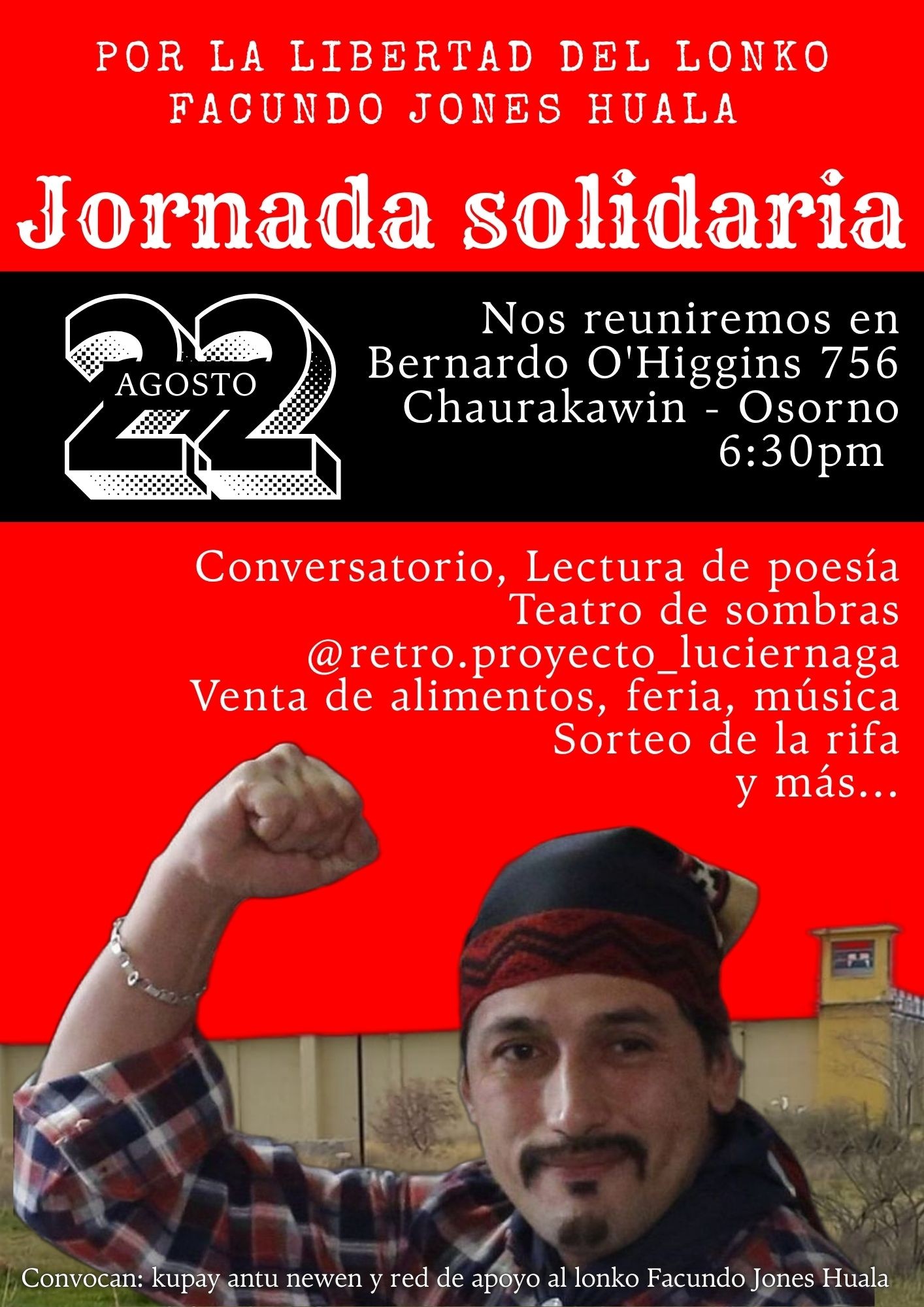 En Chawrakawin invitan a jornada solidaria por Facundo Jones Huala