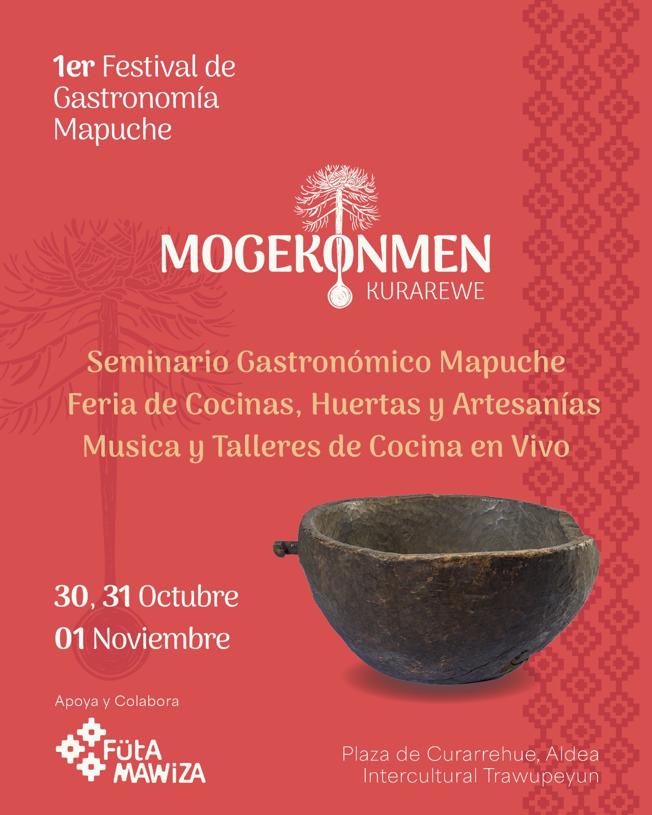 Curarrehue celebra la primera versión de Mogekonmen reconociendo la gastronomía mapuche como patrimonio vivo del Wallmapu