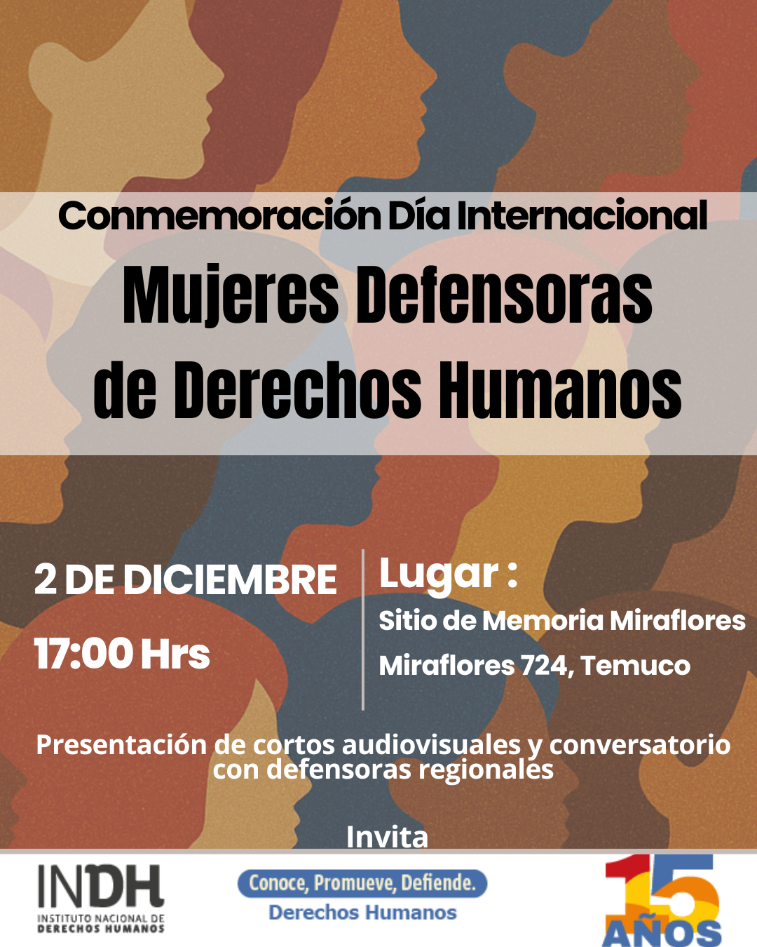 En Temuco invitan a conmemoración del Día Internacional de las mujeres Defensoras de Derechos Humanos
