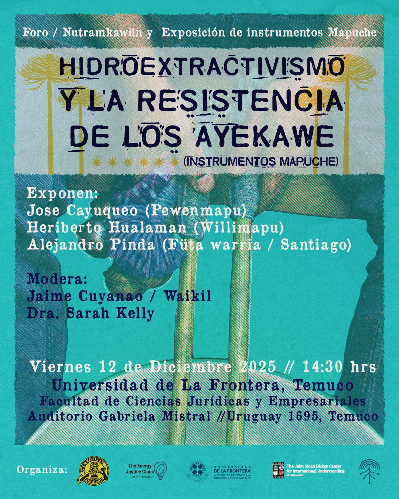 Hidroextractivismo y la resistencia de los ayekawe: En Temuco invitan a nutramkawün sobre impacto del modelo forestal en los instrumentos mapuche